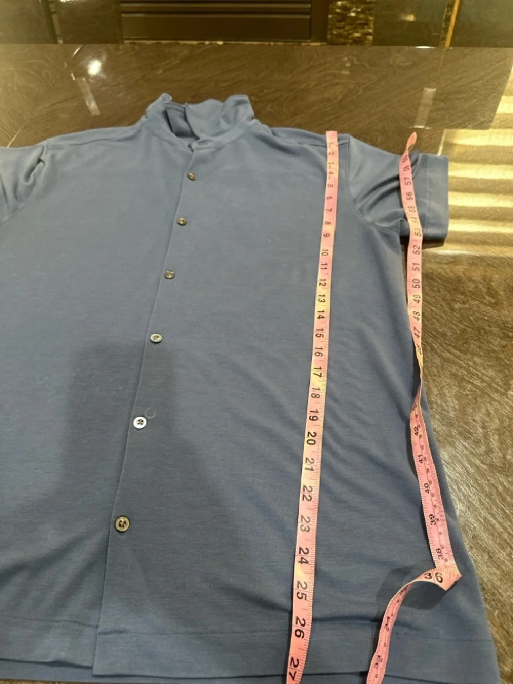 Banana Republic Men's Short-Sleeve Button-Down Shirt in Dusty Blue - Picture 7 of 10